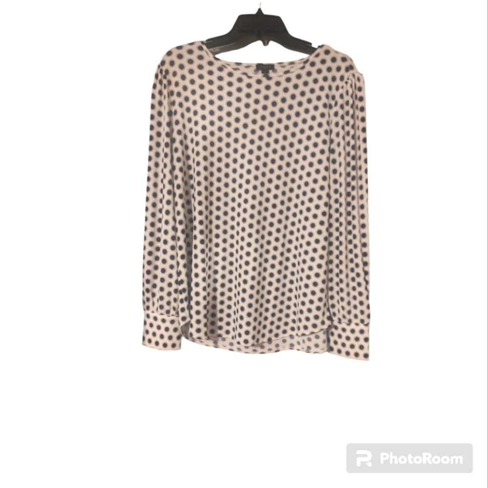 And Taylor Factory ladies shirt with the polka dot pattern and blue/white size l